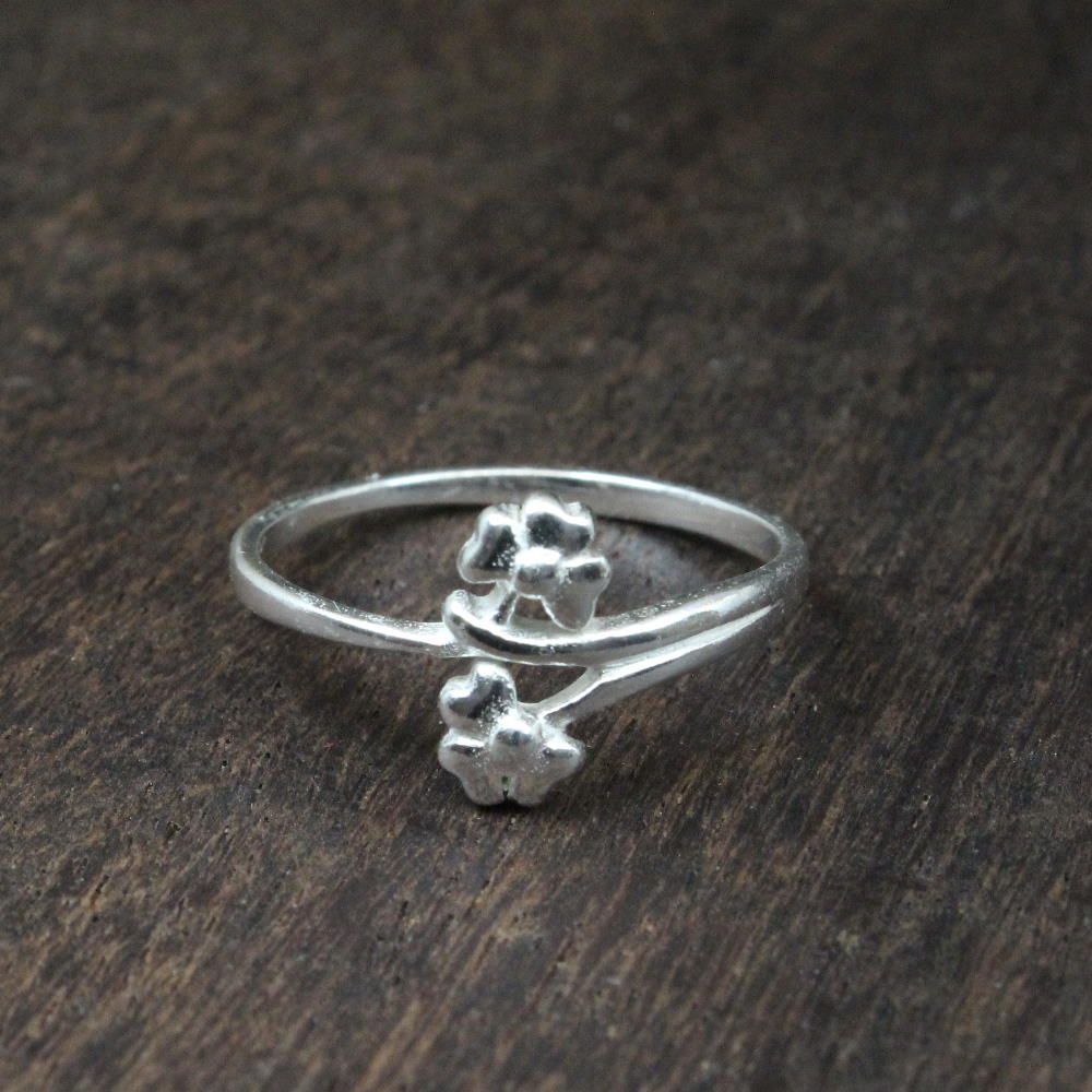 Beautiful Flower Style Real Solid Silver Women Ring