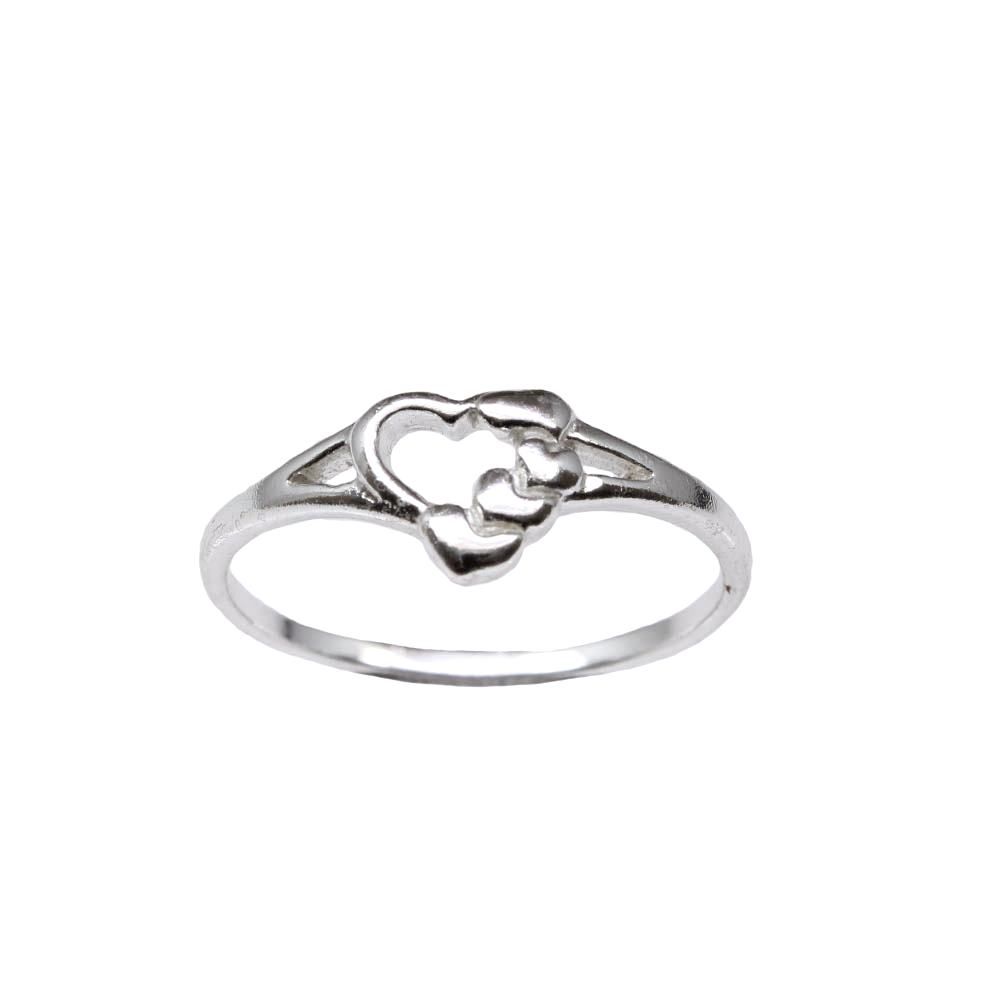 Real Solid 925 Sterling Silver Heart Shape Women Finger Ring