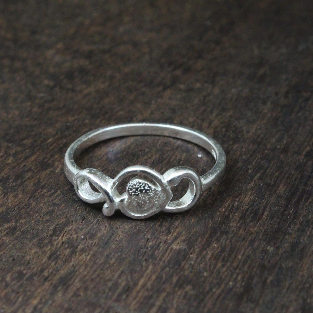 Real Solid 925 Sterling Silver Heart Shape Women Finger Ring