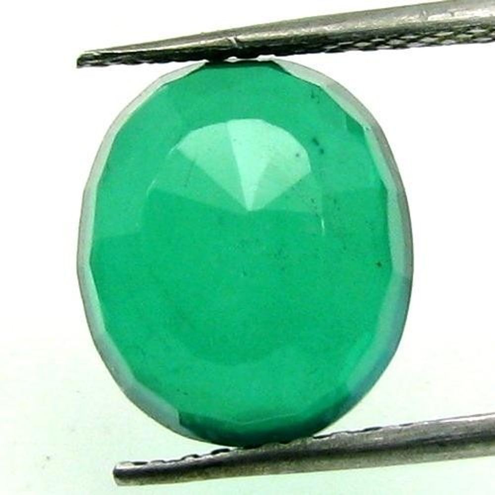 5.3Ct Green Emerald Quartz Doublet Oval Faceted Gemstone