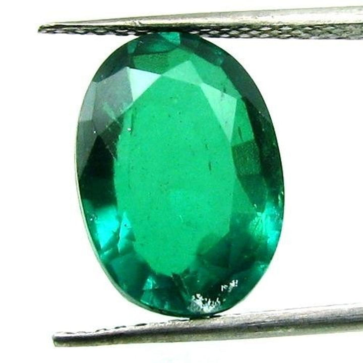 5.7Ct Green Emerald Quartz Doublet Oval Faceted Gemstone