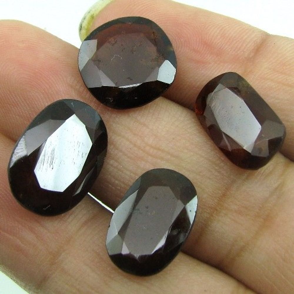 24Ct 4pc Wholesale Lot Natural Hessonite Garnet (GOMEDH) Oval Faceted Gemstone