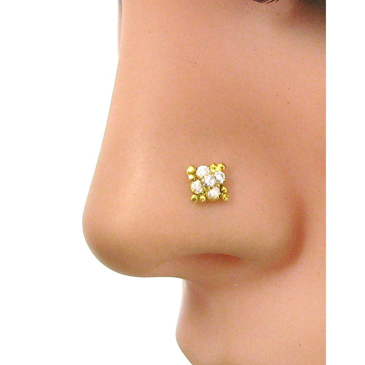 Lovely White CZ Body Piercing Nose Stud, Gold Plated Nose Ring Nose Pin