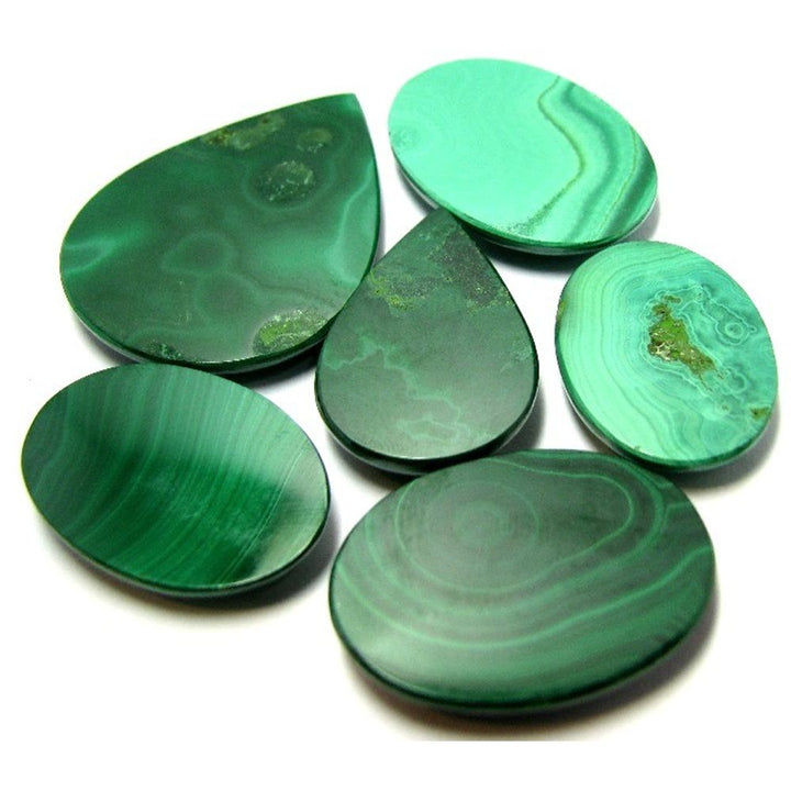 TOP Quality 366Ct 6pc Lot Natural Malachite Untreated Oval Cabochon Gemstones