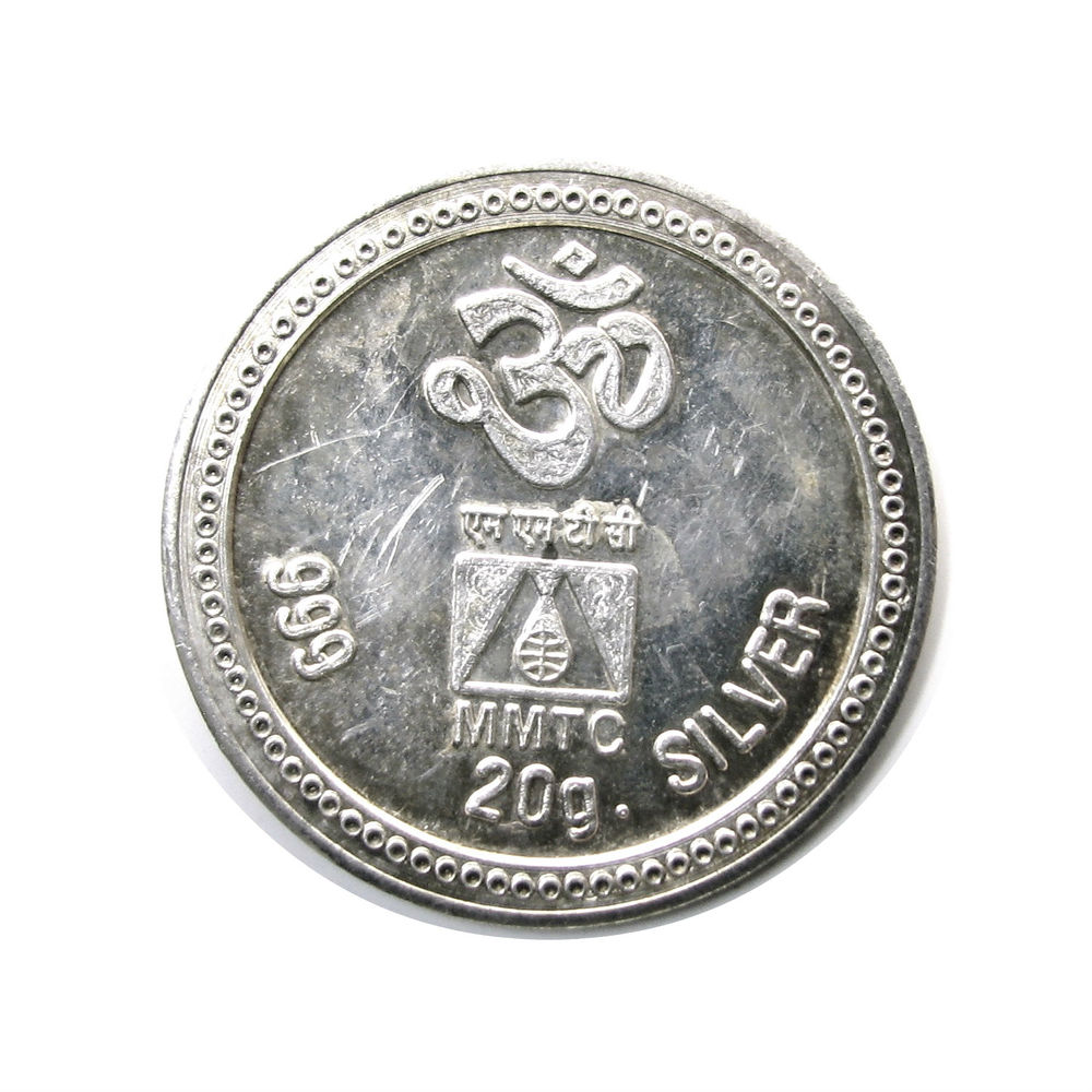 Pure Silver 999 Laxmi Ganesha Religious coin MMTC India - pre owned