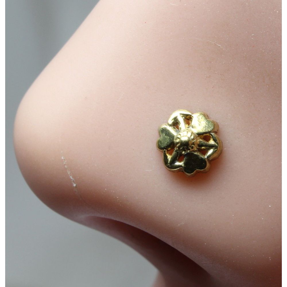 Indian Nose Stud, Antique gold finish nose ring, Push Pin nase stud