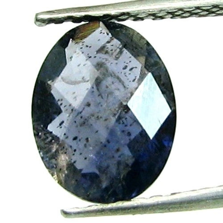 1.9Ct Natural Iolite Violet Blue Oval Checker Cut Gemstone