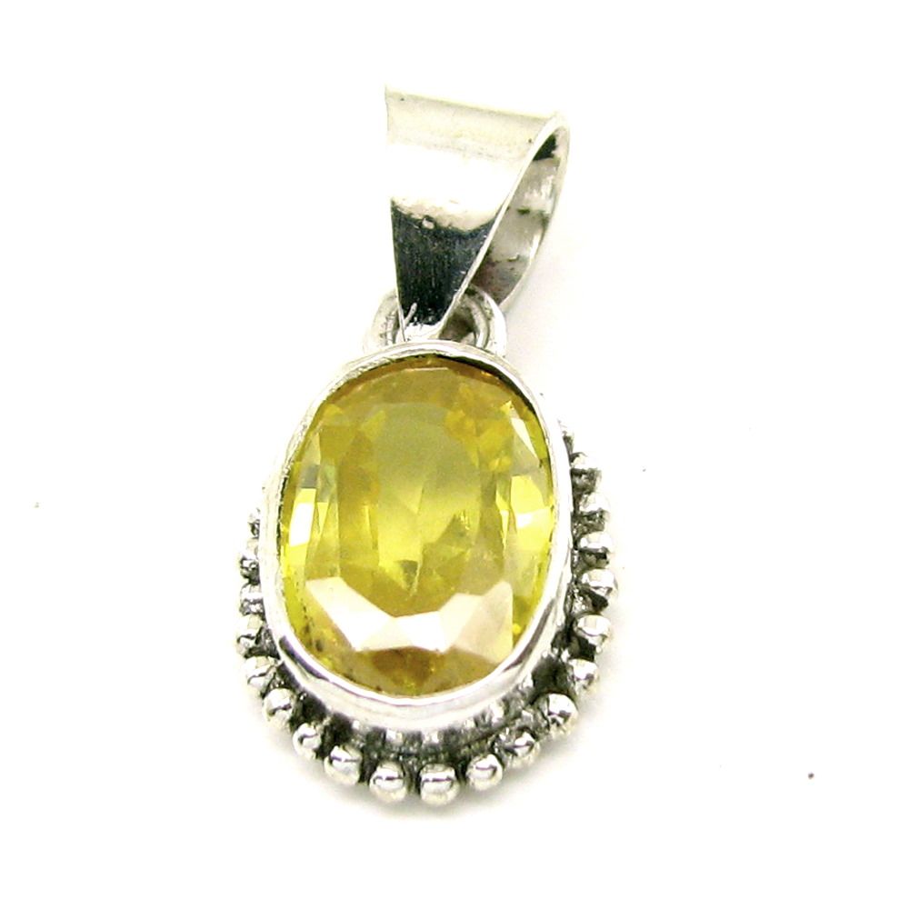 Synthetic Sapphire Silver Pendant – Rashi Ratna Birthstone Design ...