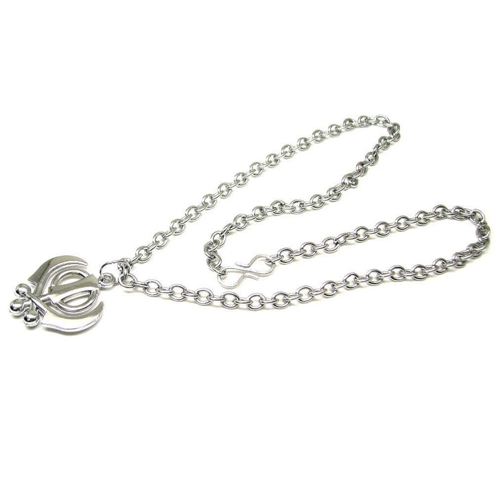 Sikh Khanda Pendant chain Necklace Steel Sihism symbol Punjabi jewelry 18 Inches