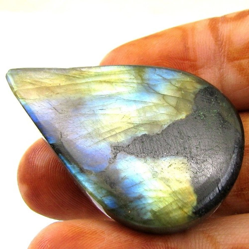 Top Fire Play of Colors 81.2Ct Natural Labradorite Pear Cabochon Gemstone
