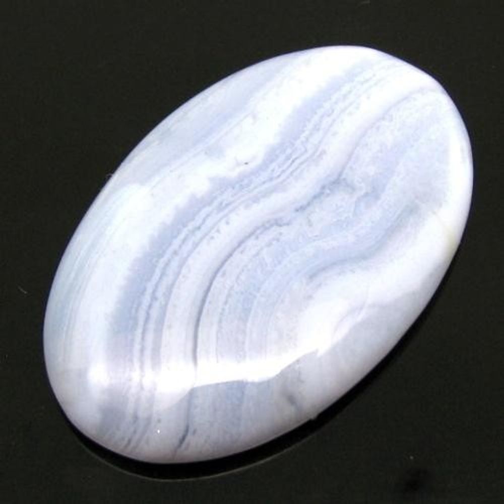 32.6Ct Natural Picture Blue Lace Agate Oval Cabochon Gemstone