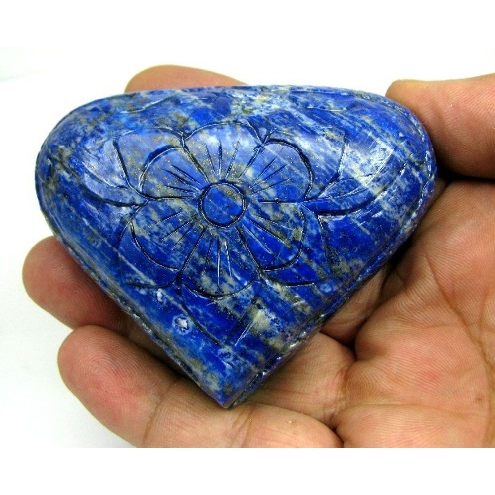Rare-Collectible-Big-1160CT-Lapis-Lazuli-Mughal-Hand-Carved-Pear-Gemstone-Art