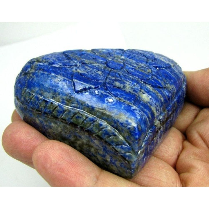 Rare Collectible Big 1160CT Lapis Lazuli Mughal Hand Carved Pear Gemstone Art