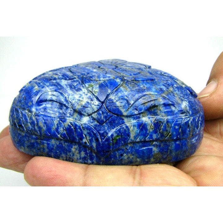 Rare Collectible Big 1160CT Lapis Lazuli Mughal Hand Carved Pear Gemstone Art