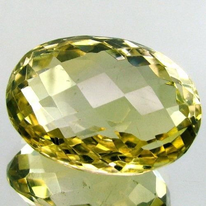 Superb-A+-70Ct-Clear-Fine-Natural-Lemon-Quartz-Oval-Checker-Faceted-Gemstone