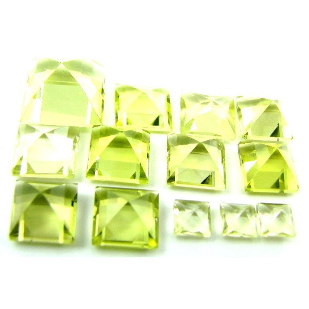 20.7Ct 13pc Wholesale Lot Natural Lemon Quartz Square Faceted Gemstones 4-10MM
