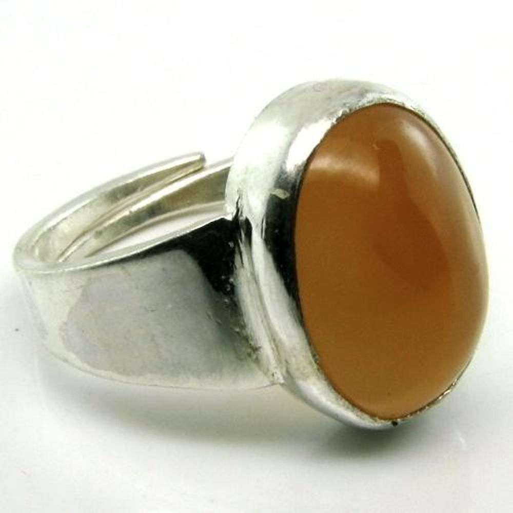 Rashi Ratna Silver Ring Orange Moonstone Gem Birthstone Ratan – Karizma ...