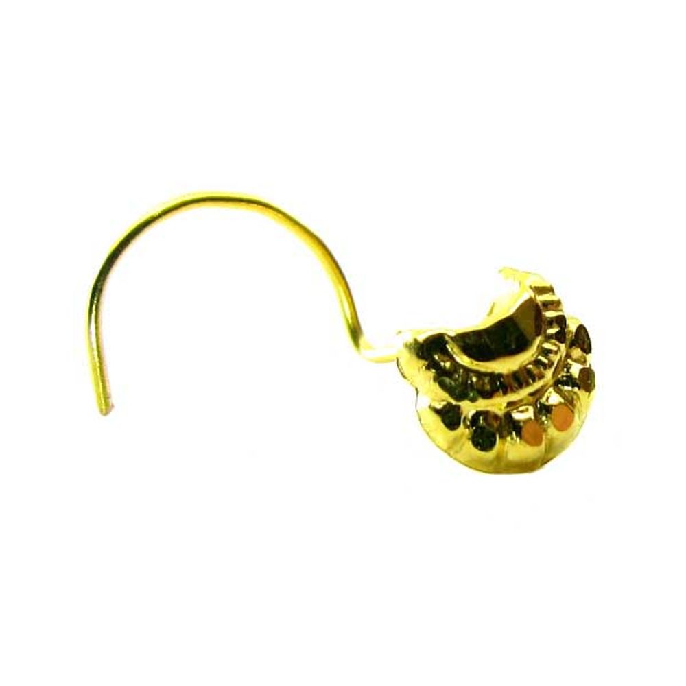 Charming Piercing Screw Nose stud 25g Solid Real 22k Yellow Gold