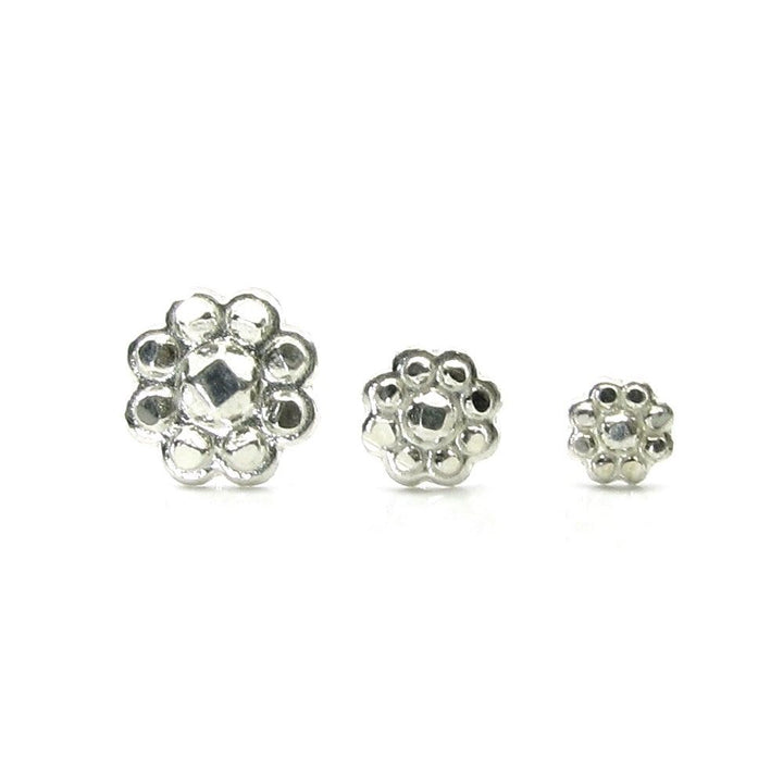 3pc Set Floral Design Sterling Silver Body Piercing Nose /stud Pin