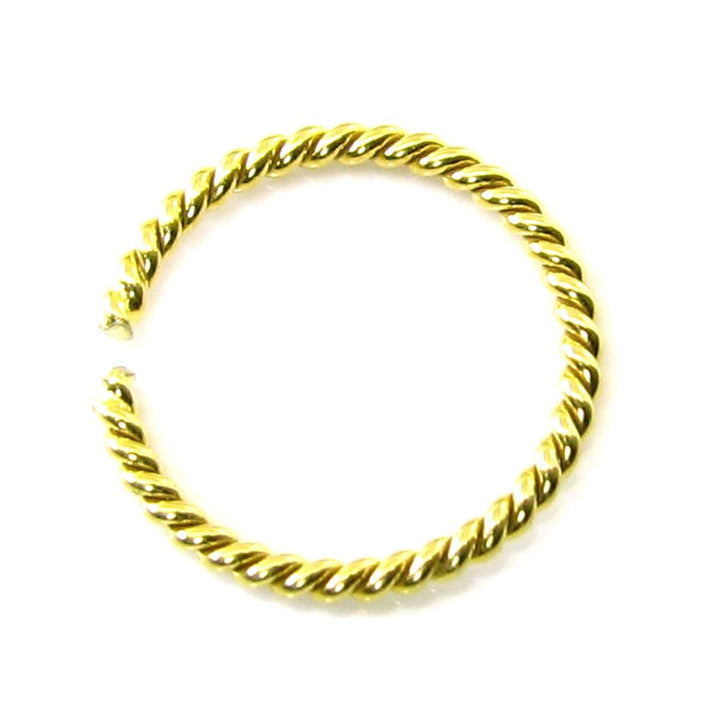 Graceful Piercing Twisted Wire Nose Hoop Ring Solid 14k Yellow Gold
