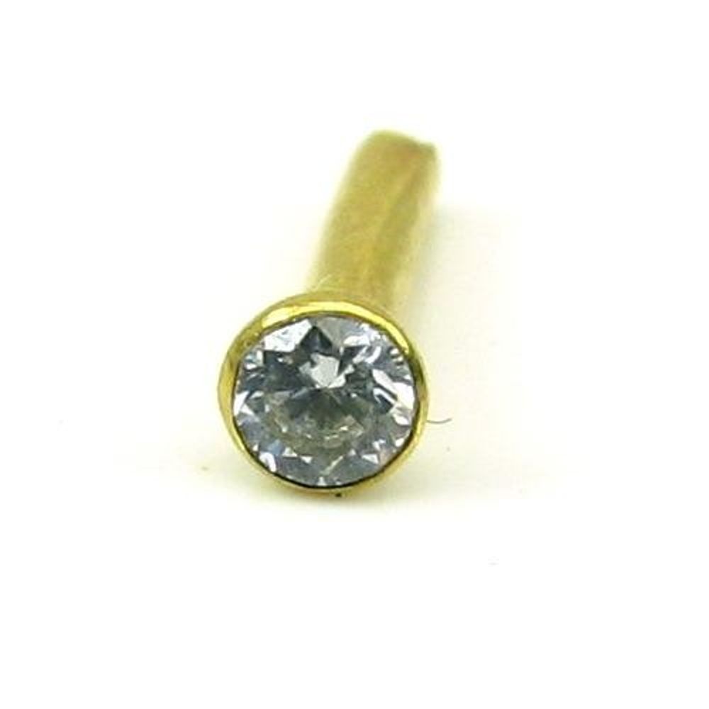Tinny-Dot-Small-Single-CZ-Studded-Body-Piercing-Nose-Stud-Pin-Solid-Real-14k-Yellow-Gold