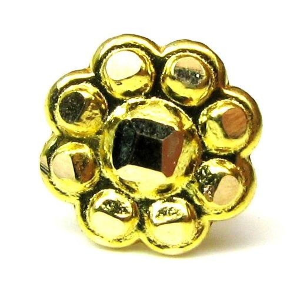 Indian-Style-Fancy-Floral-Design-Body-Piercing-Jewelry--Nose-Stud-Pin-Solid-Real-14k-Yellow-Gold