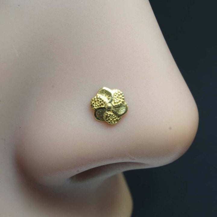 Real Gold Nose stud Solid 18K piercing nose ring Gold Screw Back