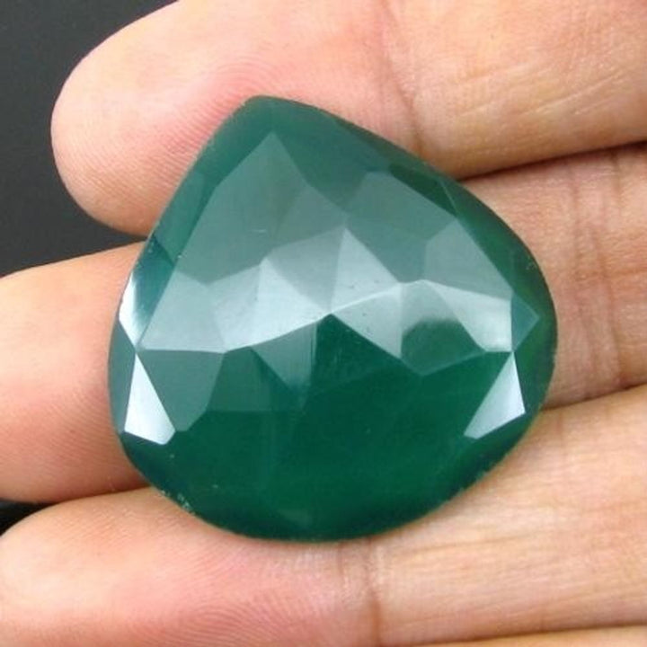 24.7Ct-100%-Natural-Green-Onyx-Checker-Faceted-Gemstone