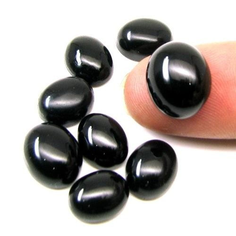 Top Quality Large 26.9Ct 8pc Lot Black Onyx Oval Cabochon Gemstones