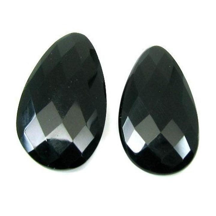 Top-Quality-Large-42.6Ct-2pc-Lot-Black-Onyx-Faceted-Gemstones