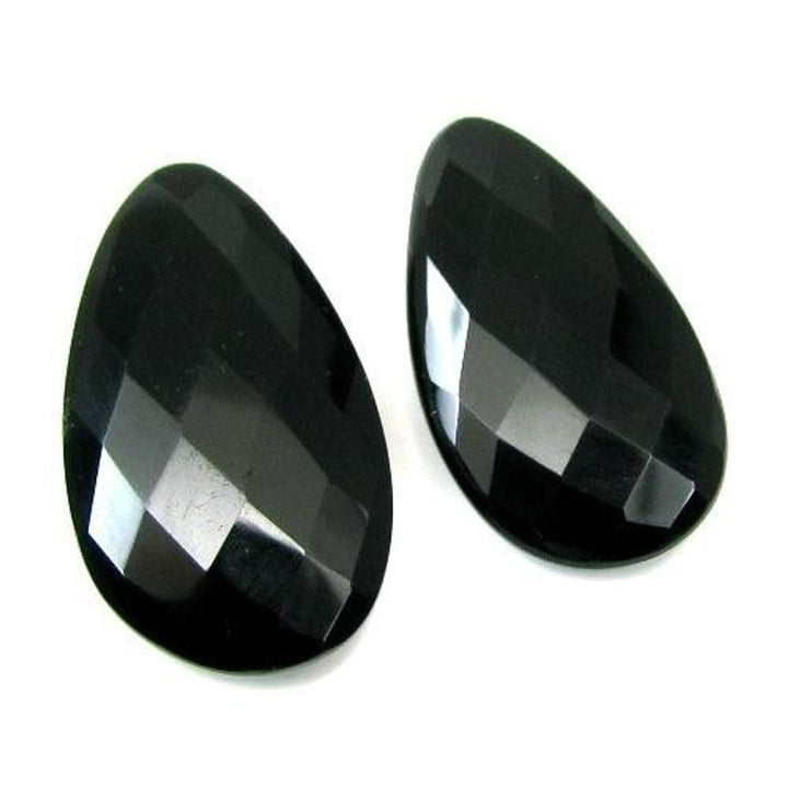 Top Quality Large 42.6Ct 2pc Lot Black Onyx Faceted Gemstones