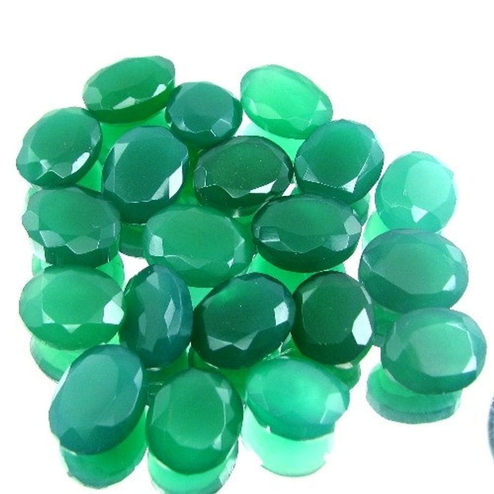 128.4Ct-20pc-Wholesale-Lot-Natural-Green-Onyx-Oval-aceted-Gemstones