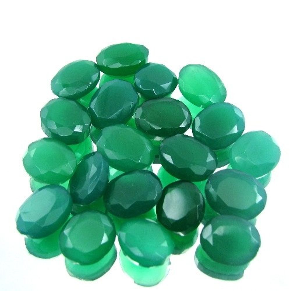 128.4Ct 20pc Wholesale Lot Natural Green Onyx Oval aceted Gemstones