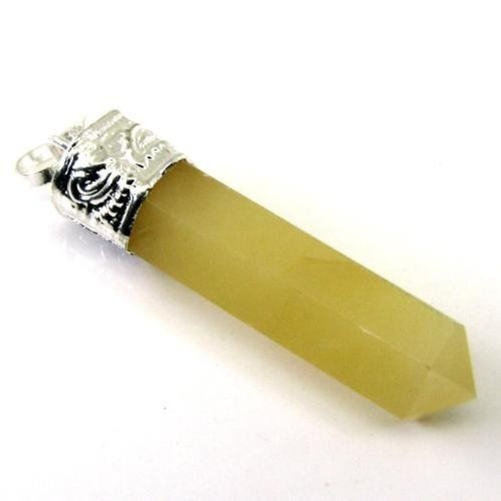 27.9Ct-Natural-Yellow-Jade-Gemstone-Healing-Point-Pencil-Pendant