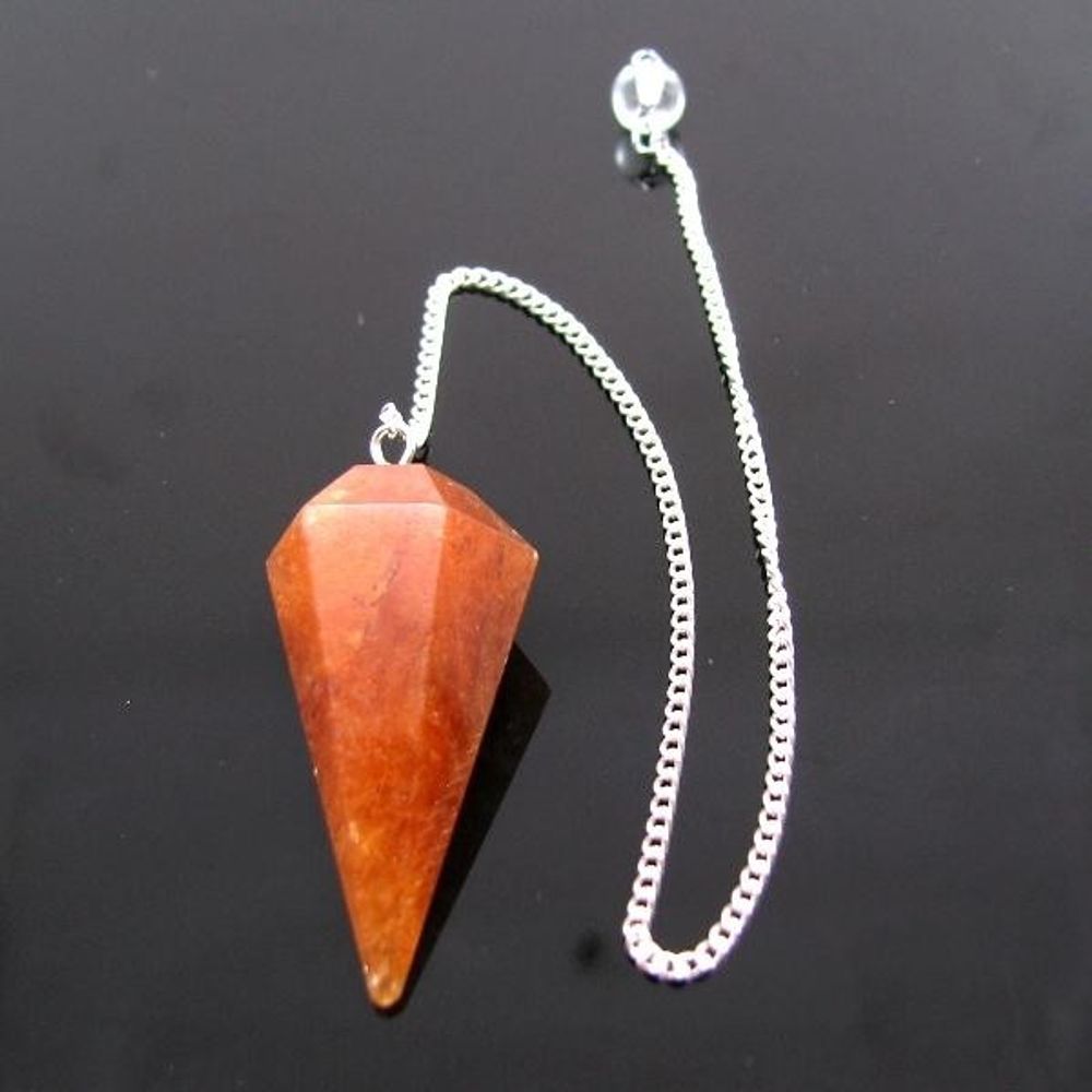 Natural-Orange-Jade-Polished-Point-Pendulum-Dowser-Healing-Reiki