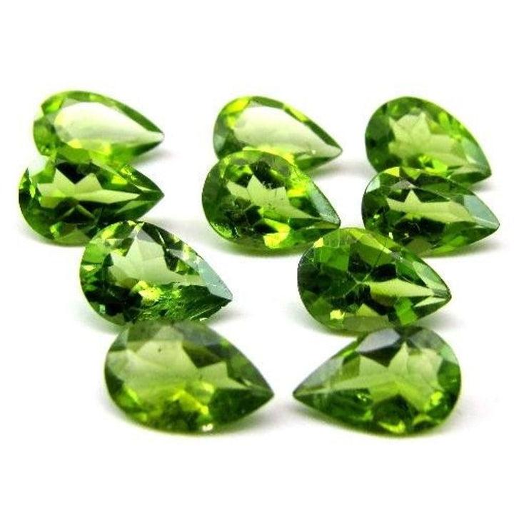 12.3Ct-10pc-Lot-Natural-Green-Peridot-Pear-9X6mm-Faceted-Gemstones