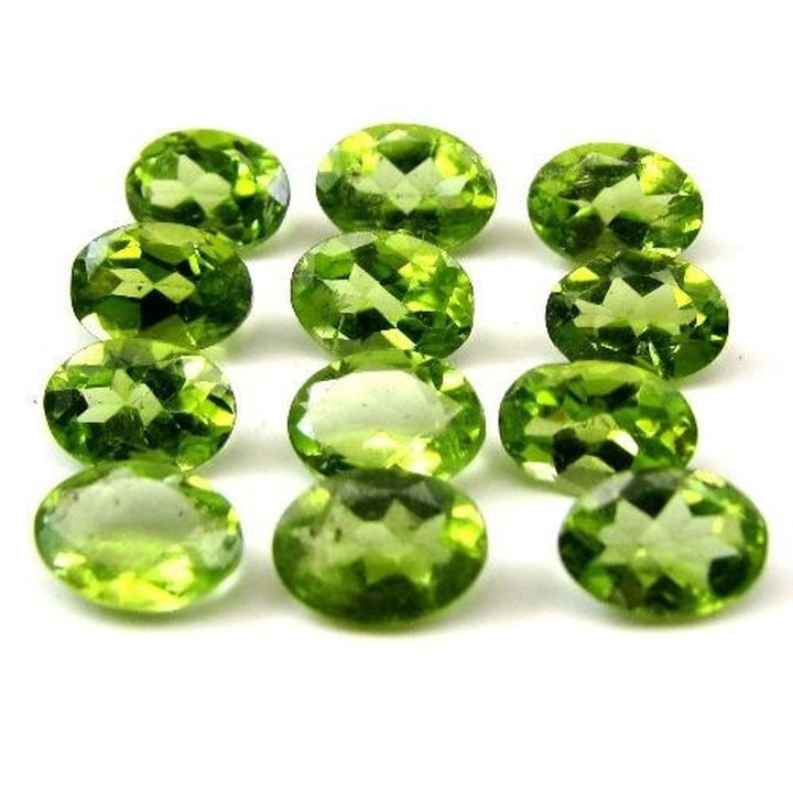 9.4Ct-12pc-Lot-Natural-Green-Peridot-Oval-7X5mm-Faceted-Gemstones