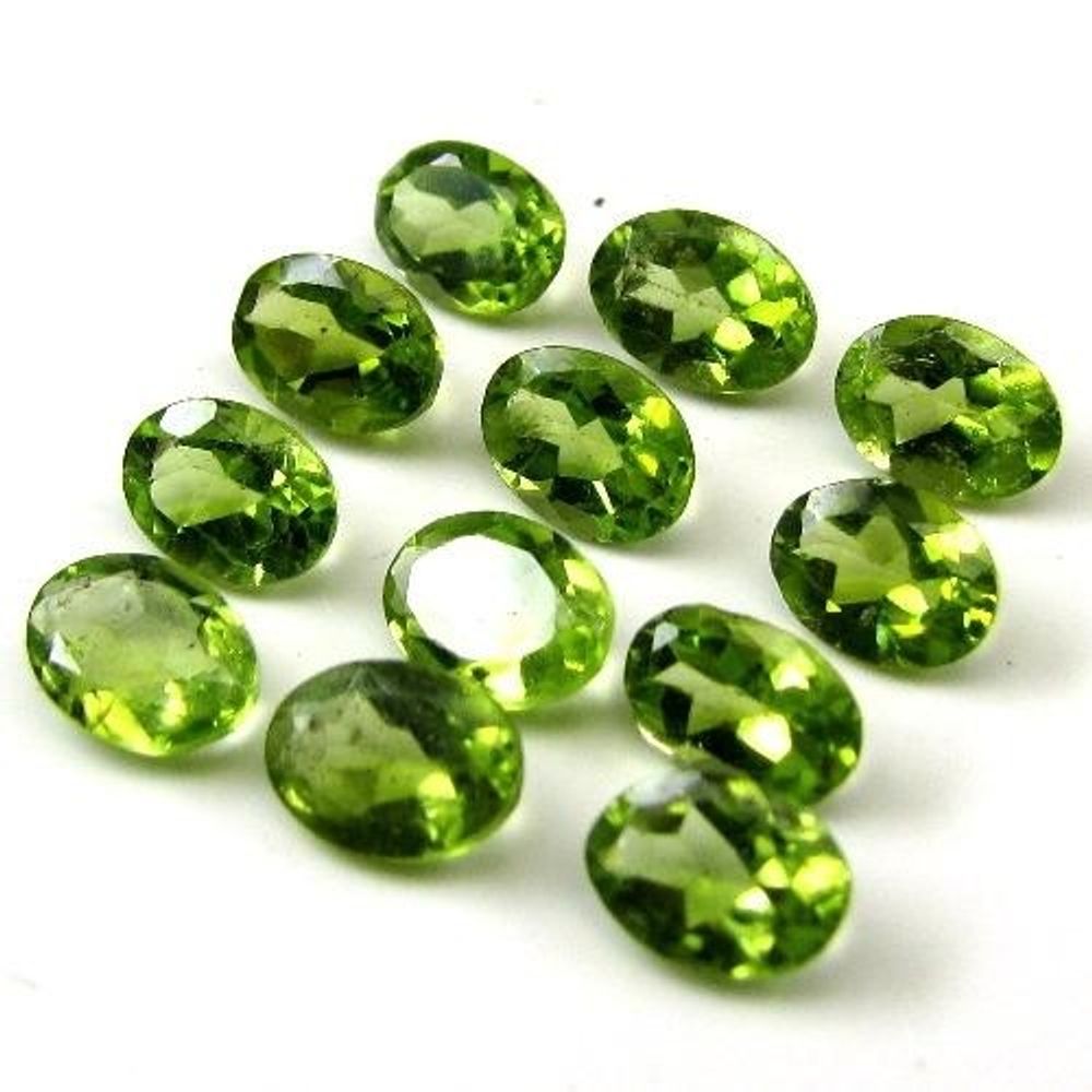 9.4Ct 12pc Lot Natural Green Peridot Oval 7X5mm Faceted Gemstones