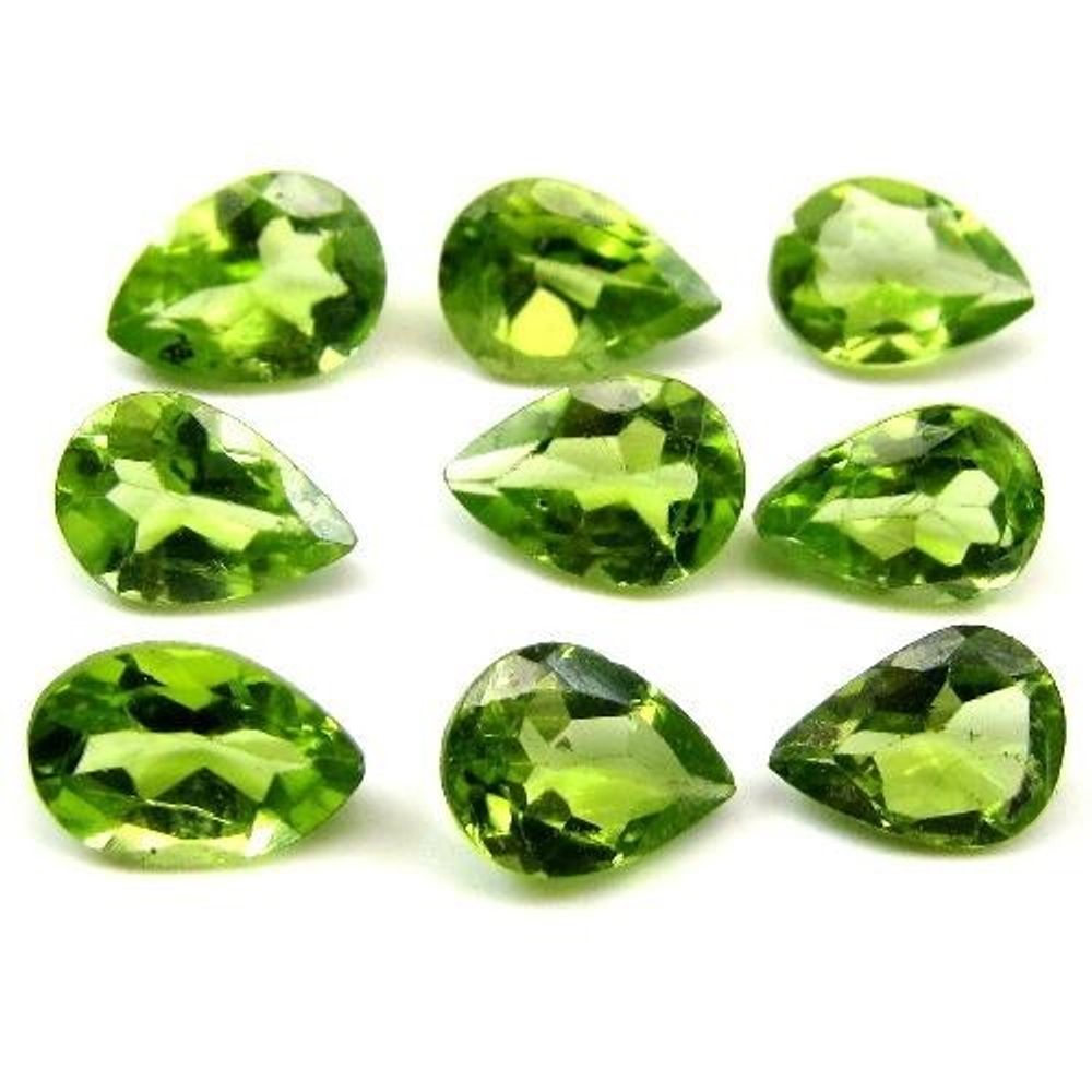 6.1Ct-9pc-Lot-Natural-Green-Peridot-Pear-7X5mm-Faceted-Gemstones