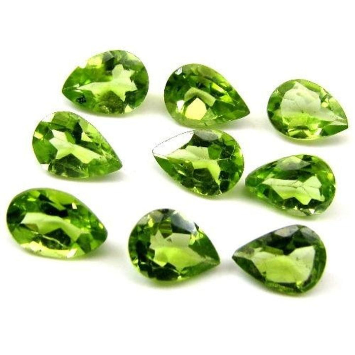 6.1Ct 9pc Lot Natural Green Peridot Pear 7X5mm Faceted Gemstones