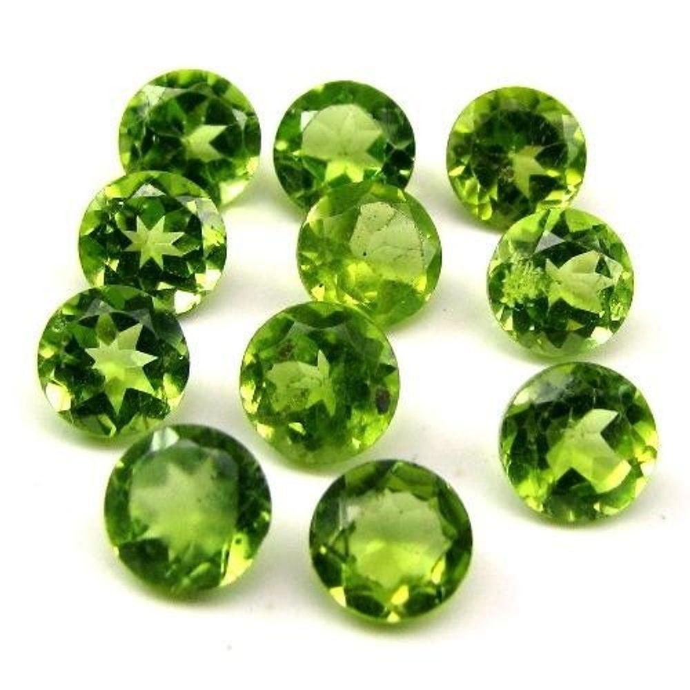 5.9Ct-11pc-Lot-Natural-Green-Peridot-Round-5X3mm-Faceted-Gemstones