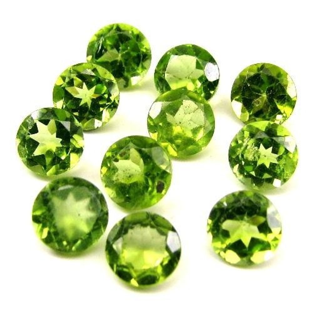5.9Ct 11pc Lot Natural Green Peridot Round 5X3mm Faceted Gemstones