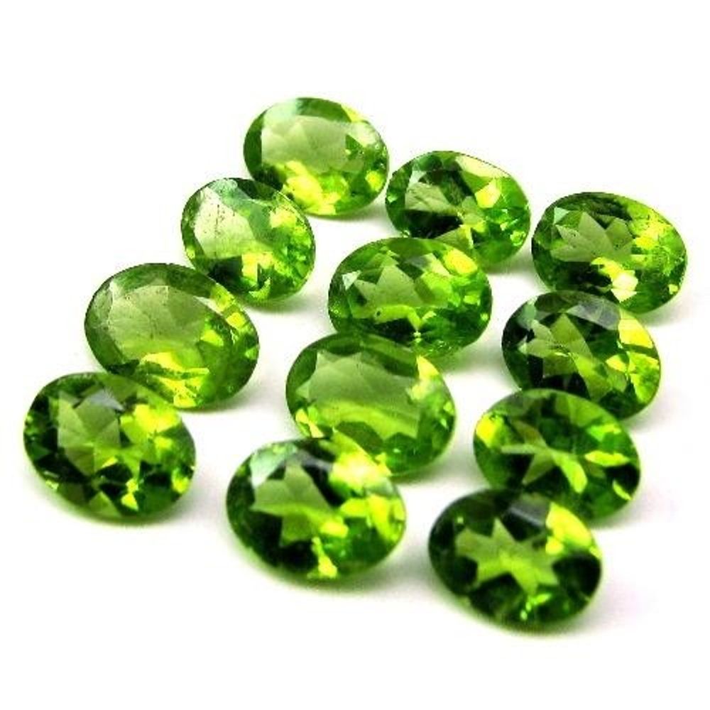 14.2Ct 12pc Lot Natural Green Peridot Oval 8X6mm Faceted Gemstones