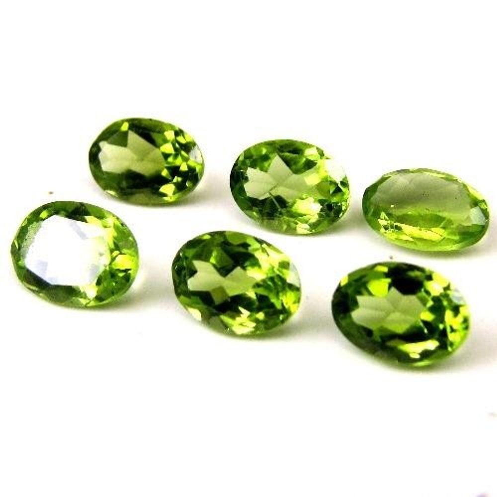 5Ct 6pc Lot Natural Green Peridot Oval 7X5mm Faceted Gemstones