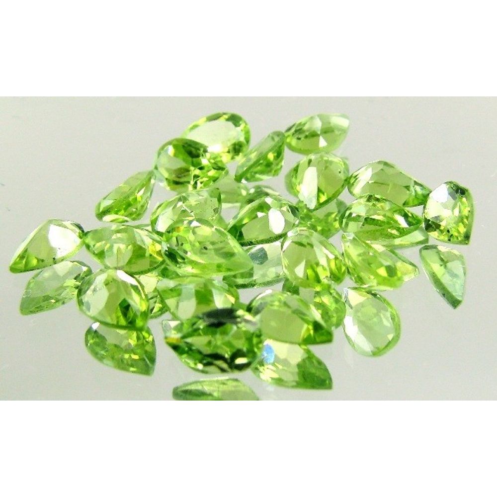 22.6Ct 50pc Lot Natural Green Peridot Pear 6X4mm Faceted Gemstone
