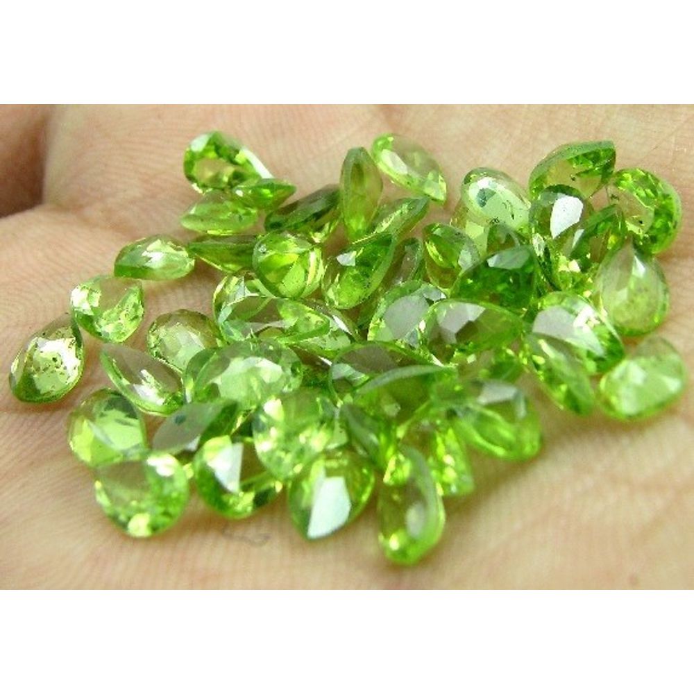 22.6Ct-50pc-Lot-Natural-Green-Peridot-Pear-6X4mm-Faceted-Gemstone