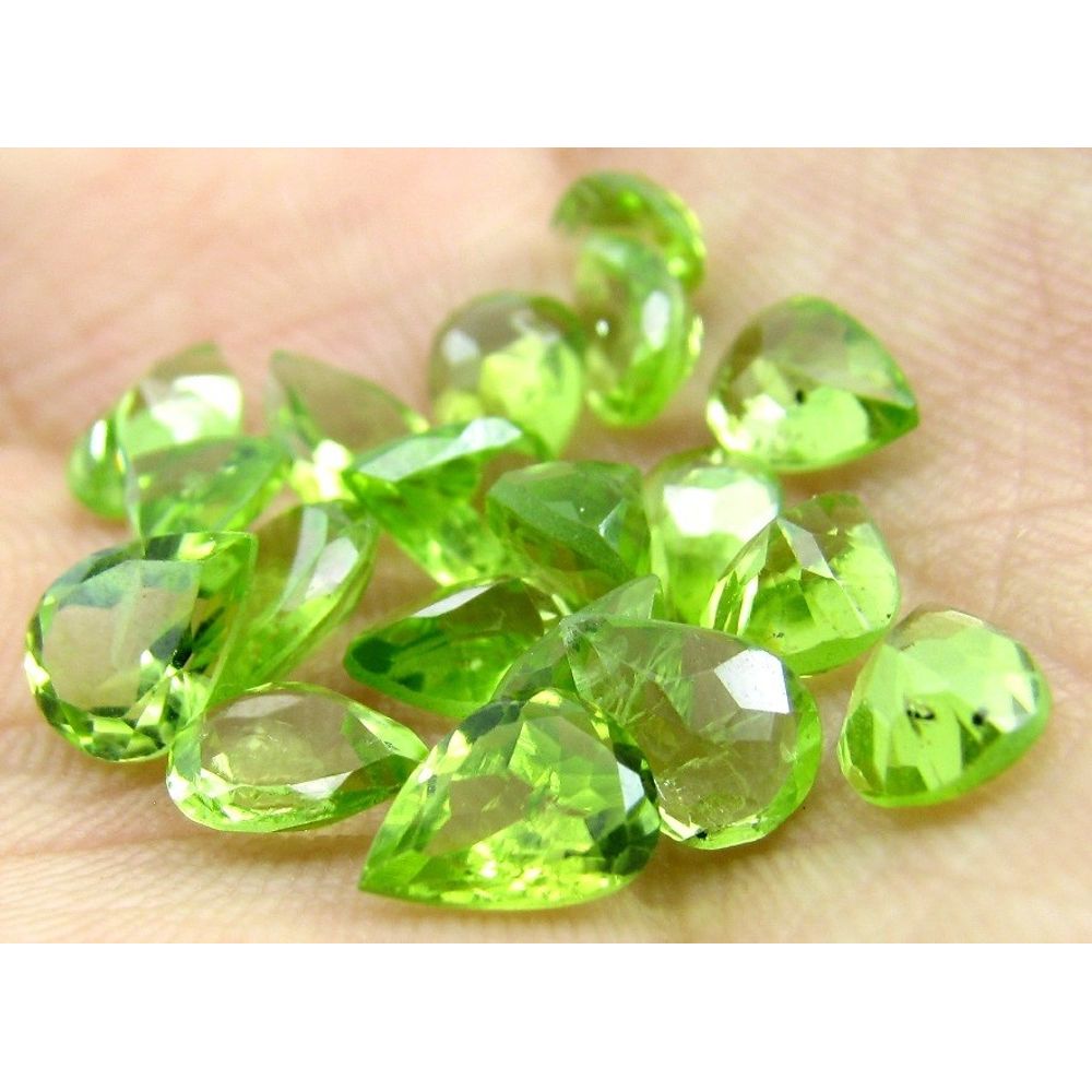 14.3Ct-20pc-Lot-Natural-Green-Peridot-Pear-7X5mm-Faceted-Gemstone