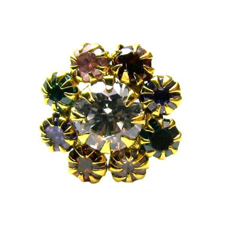 Classic Daisy Multicolor CZ Studded Body Piercing Nose Stud Pin Real 14k Yellow Gold