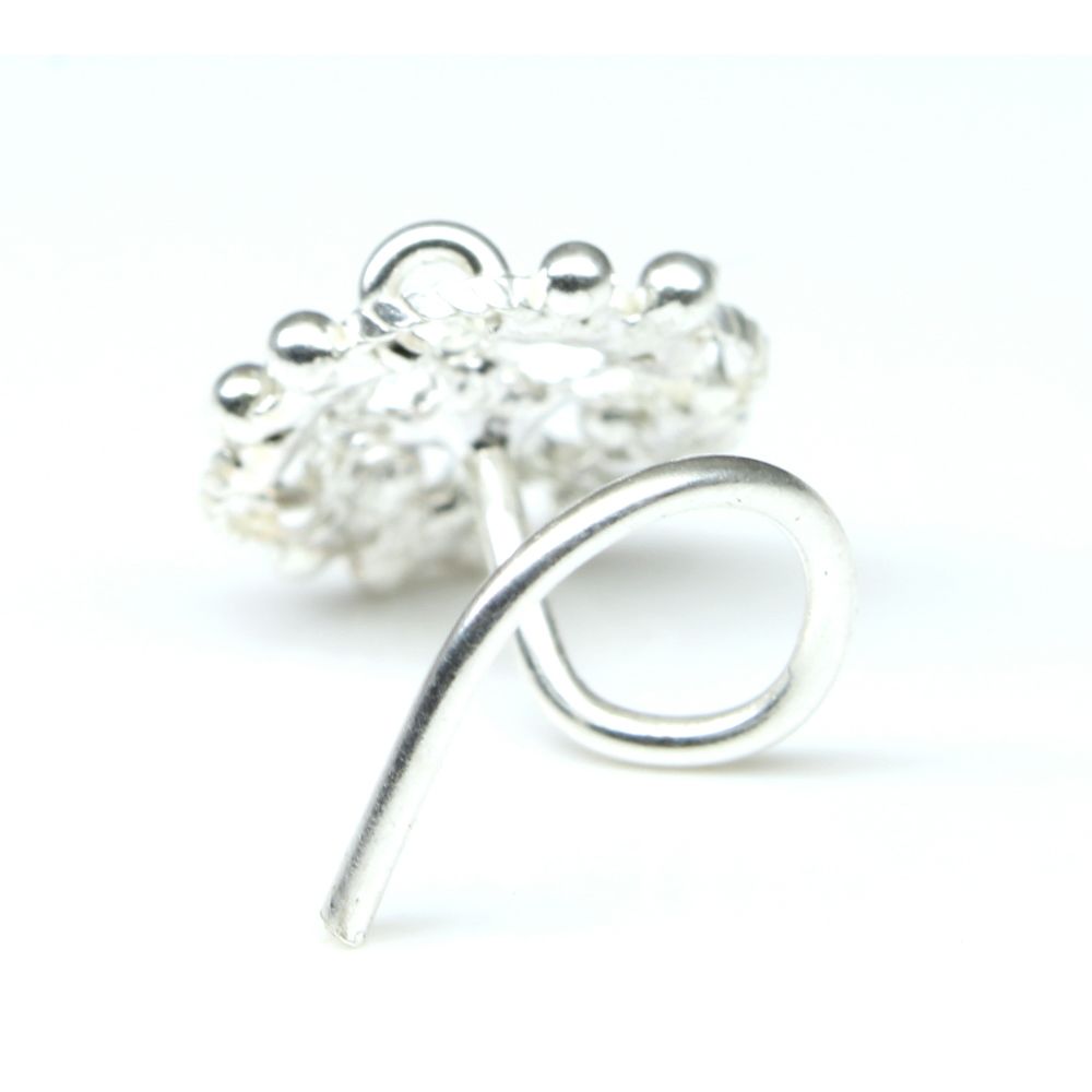 Indian 925 Sterling Silver Nose Stud, corkscrew piercing nose ring L Bend 22g