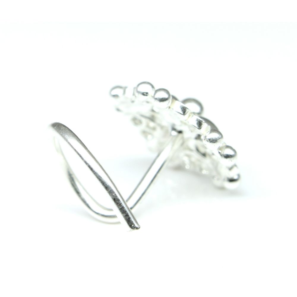 Indian 925 Sterling Silver Nose Stud, corkscrew piercing nose ring L Bend 22g